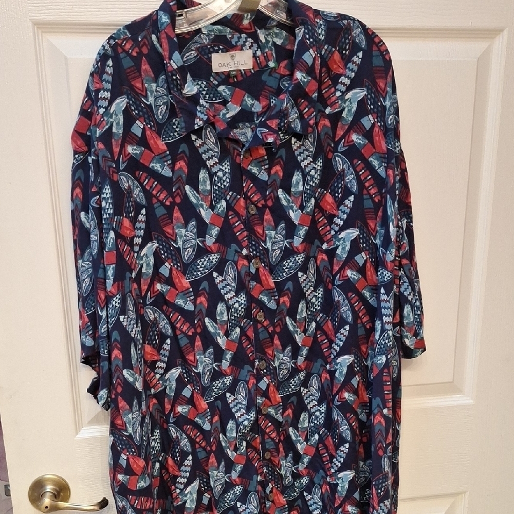 Mens Oak Hill Casual Short Sleeve Button Down Shirt Size 5X